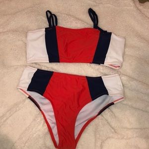 Striped bathing suit set